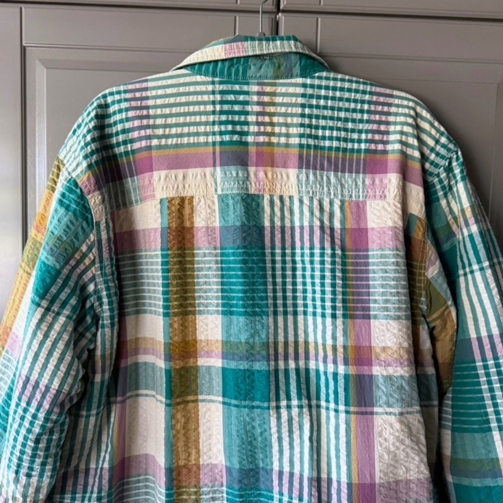 UO Men's Eclectic Grandpa Skater Plaid Seersucker Shirt Jacket,Multi, L - Picture 8 of 16